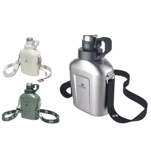 Cangkir air baja tahan karat, botol air Militer Retro dingin sederhana portabel kapasitas besar 1 liter luar ruangan