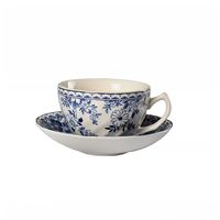 Service à thé et café Yanjun Jiangxi en porcelaine fine, motif floral bleu et blanc, théière, tasses, soucoupes, crèmeuse, sucrier, décoration d'intérieur, cadeau