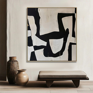 Màu đen và trắng wabi phong cách nghệ thuật tường trừu tượng hiện đại lớn màu đen và trắng kết cấu bức tranh tường tùy biến khách sạn tác phẩm nghệ thuật - Product Image 1