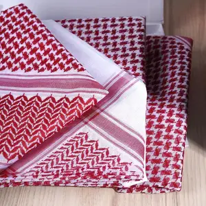 Özel tasarım % 100% Polyester kırmızı ve beyaz shemagh yemen çöl baskı keffiyeh hicap lüks eşarp