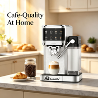 Cafetera Espresso Semiautomática con Pantalla Táctil Eléctrica, Jarra de Leche Independiente, Máquina de Latte/Cappuccino de un Toque, Superventas