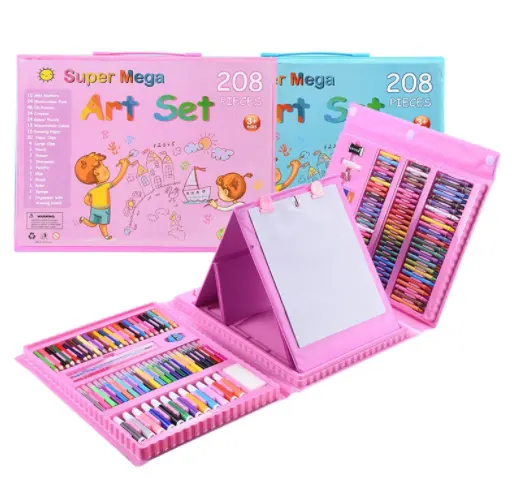 Winnel Gold Supplies 208 Uds. Juego de Arte de dibujo pintura dibujo para niños caja artista impresión arte conjunto con tablero de dibujo