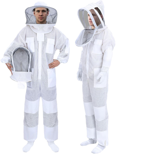 Professional Full Body Beekeeping <b>Suit</b> 3-Layer Mesh Ventilated with Fencing Veil Gloves 8 Pockets Double Zipper Wholesale - Product Image 1