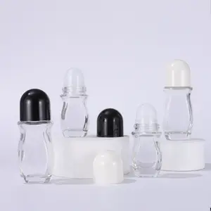 Rolo de vidro em frascos de desodorante para perfume, óleo essencial de 50ml, rolo em frasco com bola de plástico