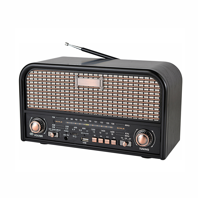 Px-28Bt レトロ木製ポータブルAM/FMラジオ、充電式9V対応