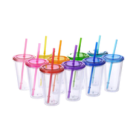 2025 Tasse à thé à bulles Tasse en plastique acrylique à double paroi personnalisée de 16oz 480ml pour la personnalisation avec couvercle et paille