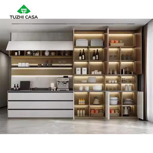 TUZHI <span class=keywords><strong>CASA</strong></span> <span class=keywords><strong>Cuisine</strong></span> Armoire Murale Étagère Ouverte Meubles en Bois Massif Armoire Modulaire avec Poignées Résine Comptoir Tiroir Panier - Product Image 4