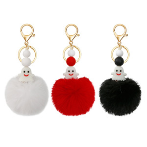 Offre Spéciale – <span class=keywords><strong>Mini</strong></span> <span class=keywords><strong>Pompon</strong></span> Noir et Blanc Personnalisable, Accessoire de Sac Lumineux Tressé Écologique, Décoration de Porte-clés Mignon de Dessin Animé - Product Image 1