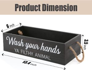Rustic 2 Sides Farmhouse Wooden <strong>Nice</strong> <strong>Butt</strong> Bathroom Box Counter Decor Boxes with Rope Handle - Product Image 3