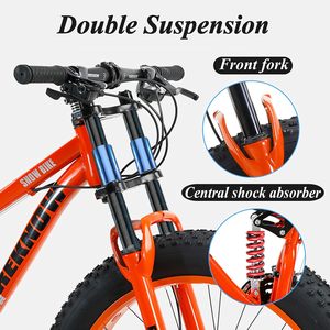 Bicicletta da Montagna per Uomo con Telaio in Acciaio al Carbonio da 26 Pollici, 27 Velocità, Doppia Sospensione, Freni a Disco, Pedali Ordinari Completamente Ammortizzati - Product Image 5