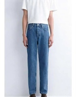 Fabricant en gros de jeans pour hommes à taille haute, fournisseur d'usine OEM ODM, pantalon en denim enduit à jambe large avec plusieurs boutons, style vintage
