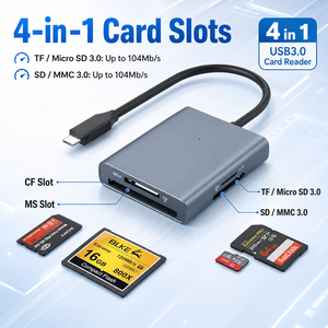 Lecteur de cartes <span class=keywords><strong>USB</strong></span> <span class=keywords><strong>C</strong></span> <span class=keywords><strong>USB</strong></span> 3.0 4 en 1, <span class=keywords><strong>adaptateur</strong></span> de <span class=keywords><strong>carte</strong></span> mémoire haute vitesse 5 Gbps CF MS <span class=keywords><strong>SD</strong></span> TF, prise en charge de la lecture simultanée pour ordinateur portable - Product Image 3