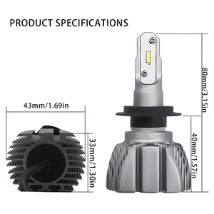 Raych H1 H3 H4 H7 H11 9005 9006 LED CSP Voiture Phare Lampe 70W 6000K 7000LM Phare D'automobile lumière 12V 24V S2 S3 - Product Image 3