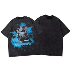 Nueva camiseta con patrón de gran tamaño súper resistente, camiseta Vintage de lavado ácido con LOGO personalizado de Color sólido - Product Image 6