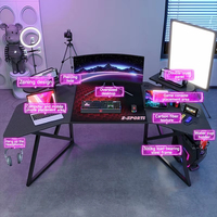 Tables de jeu LED RGB personnalisées de haute qualité Design simple Bureau d'angle en métal pour la vente en gros de jeux de bureau à domicile