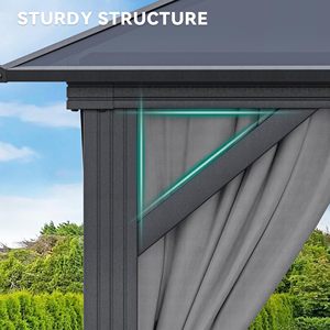 Gazebo da Giardino in Alluminio con Doppio Tetto Impermeabile e <span class=keywords><strong>Tenda</strong></span> in Rete d'Acciaio per Esterni - Product Image 6