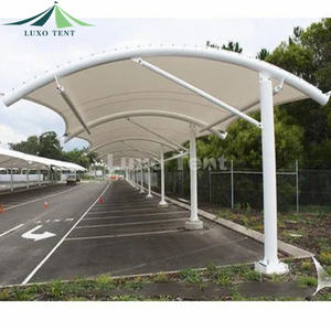 कारखाने मूल्य घुमावदार छत आउटडोर pvdf कवर झिल्ली संरचना आधुनिक धातु स्टील कार्पोर्ट छत कार पार्किंग शेड - Product Image 6