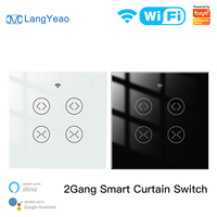 Interruptor Inteligente para Cortinas LangYeao de 2 Canales, WiFi Tuya, Control Remoto RF433, Compatible con Alexa y Google Home, Temporizador y Programación