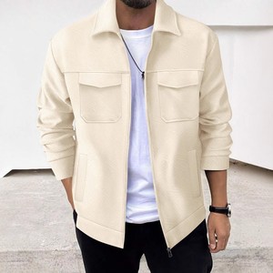 Automne hommes décontracté à manches longues jeunesse hommes Jacquard poche col rabattu veste - Product Image 1