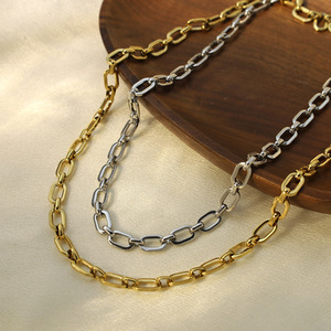 Stainless Steel Flat <b>Cross</b> Necklace 18K Gold Titanium Steel Colorfast For Party Occasion Geometric <b>Chain</b> Geometry XL-00138 - Product Image 2