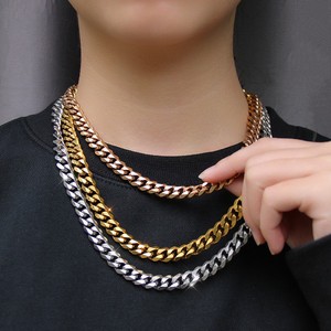 Cadena Cubana de Acero Inoxidable, Cadena Pulida de Seis Lados, Estilo Hip-hop, Collar Cubano de Acero para Hombre y Mujer, Cadena para Clavícula - Product Image 1