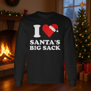 Camiseta de manga larga I Love Santa's Big Sack, humor navideño para adultos - Product Image 3