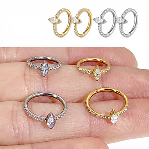 حلقة أنف من التيتانيوم والزركون عالية الجودة مقاومة للماء بالجملة، متوافقة مع معيار ASTM F136، حلقة للغضروف والأذن والتراغوس والهيليكس - Product Image 3