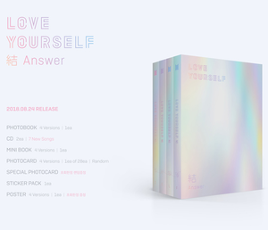 BTS LOVE YOURSELF Answer อัลบั้มเต็มชุดที่ 3 รีแพ็กเกจ 2CD เพลงเคป๊อป ซีลปิดผนึก พร้อมโฟโต้การ์ด ไอดอลเกาหลี วงบังทัน ของแท้ - Product Image 3