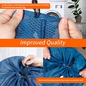 Large Heavy Duty Mesh <b>Laundry</b> <b>Bag</b> with <b>Drawstring</b> Wash <b>Bags</b> for Travel College Dorms - Product Image 4