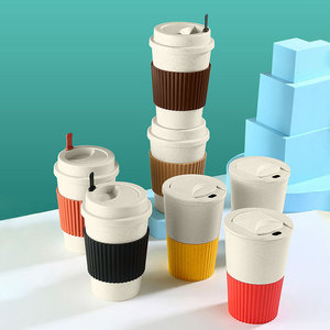 Eco-Friendly Wheat Straw Coffee Cup 390-500ml Insulated Portable Outdoor <b>Drinkware</b> - Product Image 4