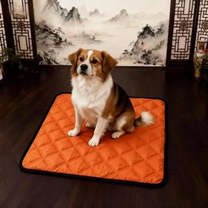 Alfombra rectangular para perros, de tela Oxford, algodón, impermeable, relleno de fibra de poliéster, lavable a mano, color sólido, cojín para asiento de perro - Product Image 3