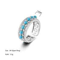 Cincin Terbuka Sederhana namun Elegan dari Perak Sterling 925 dengan Batu Turquoise Sintetis Perhiasan Mewah untuk Wanita yang Modis dan Bergaya