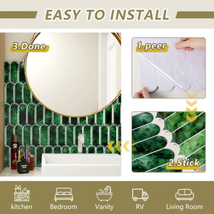 Pegatinas de Pared de PVC con Patrón Irregular de Azulejos Verdes, Impermeables, Decoración del Hogar, Cocina, Baño, Azulejos Autoadhesivos - Product Image 5
