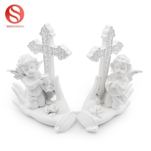 Casa de lujo de mesa de Oficina Decoración superior Cruz flor Rosa <span class=keywords><strong>palma</strong></span> de mano resina querubín - Product Image 5