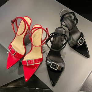 Sandal Wanita Tren Fashion Elegan Musim Panas 2025, Hak Stiletto 8cm, Model Slip-On dengan Tali Gesper, Bahan Kulit Domba yang Nyaman - Product Image 6