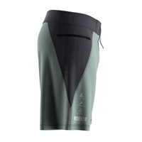 Shorts de surf pour hommes avec compartiment zippé sur un côté, vert sauge, ceinture en maille anthracite, fermeture à cordon, anti-UV