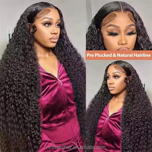 Perruque longue bouclée en cheveux vierges Remy WaterWave africains de 20-30 pouces avec fermeture en dentelle transparente 4x4 pour femmes - Product Image 5