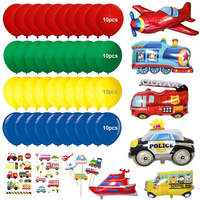 Nouvelle décoration d'anniversaire pour garçon, transport automobile, bannière joyeux anniversaire, yacht, bus, camion de pompiers, avion, fête d'enfants, ballons en feuille de transport