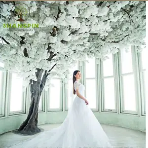 Décoration pour la décoration intérieure extérieure grand intérieur rose blanc arqué fleur de cerisier fleur grand arbre plantes artificielles arbres