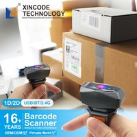 Escáner de Código de Barras Xincode Ring Handy, Lector de Códigos de Barras 2D de Dedo para Inventario, Mini Escáner de Código QR Inalámbrico Portátil de Bolsillo