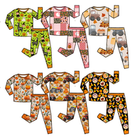 Kinder Loungewear Halloween & Kerstmis, op maat bedrukt, lange mouwen, bamboe pyjama's, zachte pyjamaset voor kinderkleding
