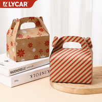 Scatola con Manico in Carta Kraft per Natale, Confezione Regalo per Alimenti, Torte, Caramelle, Biscotti e Pasticceria