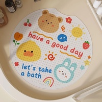Tapis de douche léger, imperméable, en PVC, antidérapant, à motif de dessin animé, de forme ronde, pour la salle de bain