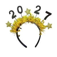 Serre-tête numérique 2027 en forme d'étoile en acier inoxydable fait main avec guirlande colorée pour le réveillon du Nouvel An et le carnaval