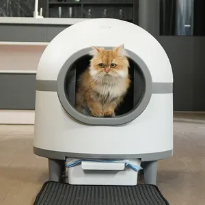 Nieuw Ontwerp Nacht Zelfreinigende Slimme Kat Toilet Milieuvriendelijke Ruimte Capsule App Afgelegen Kattenbak