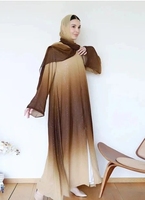 R-210 En Gros NewSaudi Arabie Gradient Paillettes Abaya En Mousseline De Soie Matériel Musulman Brillant Cardigan Robe Avec Correspondant Keffiyeh