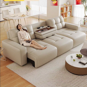 Canapé-lit électrique en <span class=keywords><strong>cuir</strong></span> véritable, style italien minimaliste, avec télécommande, canapé en <span class=keywords><strong>cuir</strong></span> rétractable - Product Image 1