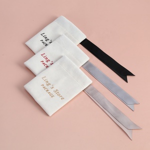 7x9cm Soft Luxury Beige Pink Velvet Jewelry Pouches with Drawstring Closure and <b>Ribbon</b> - Product Image 6