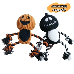 Halloween con chó đồ chơi thiết lập bí ngô ma thiết kế với vải to sợi và bông sợi dây thừng - Product Image 6