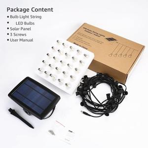 Guirlande solaire led en forme d'ampoule Edison, imperméable, éclairage d'extérieur, luminaire connecté, idéal pour un Patio, une fête de noël ou comme décoration de noël, G40 - Product Image 4
